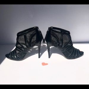 BCBGMAXAZRIA Black Mesh Open Toe Booties!